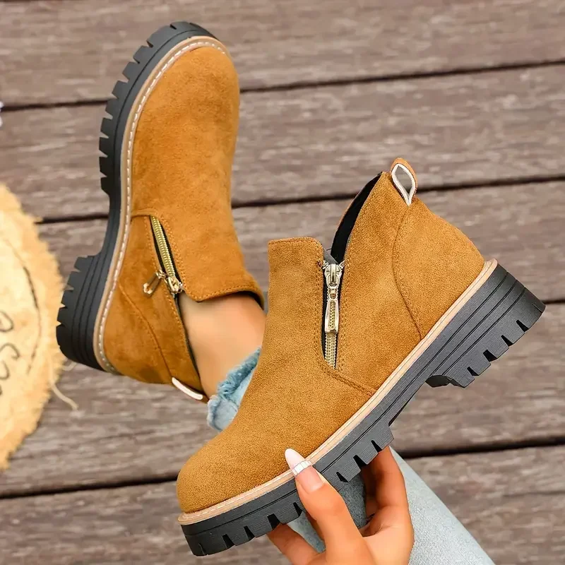 Retro Women Ankle Boots Comfortable Big Size Shoes Women Outdoor Chelsea Short Boots Women Fashion Casual Side Zipper Shoes