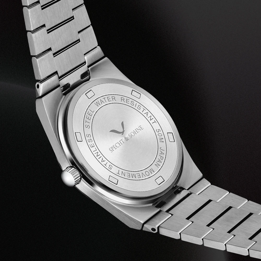 Мужские кварцевые часы из нержавеющей стали с сапфировым стеклом, водонепроницаемые до 2024 м