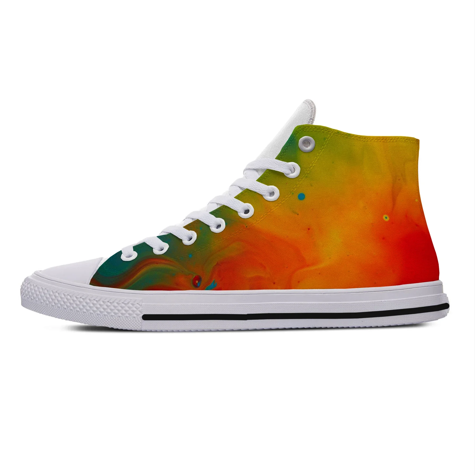 Abstract Multicolor Waves Digital Art New Arrive Lightweight High Top Canvas Shoes Men Women Casual Breathable Latest Sneakers