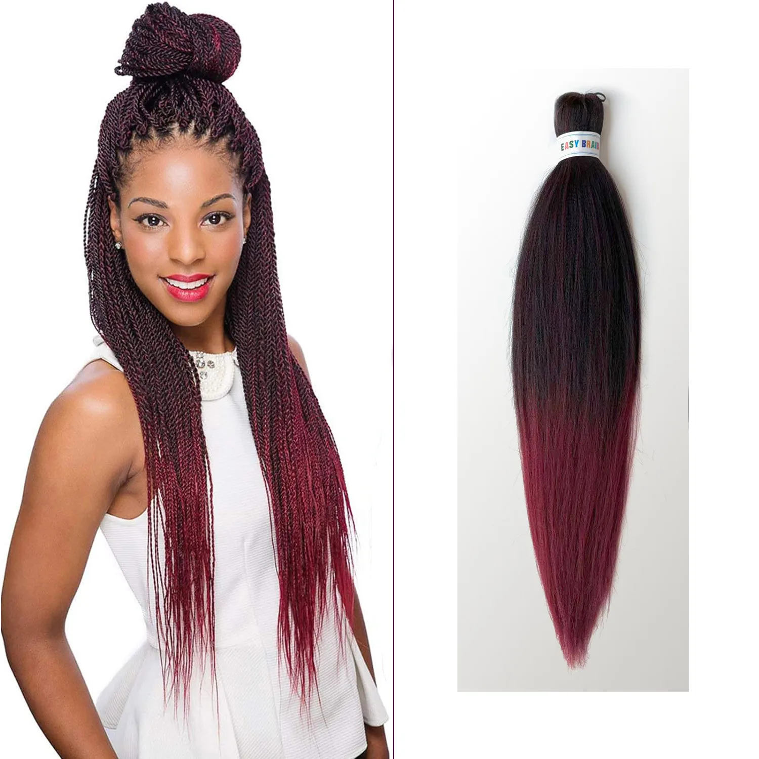 

Ombre Braiding Hair Extensions 26inch Pre-Stretched Synthetic Easy Hair Braids Purple Brown Afro Jumbo Braid Hair