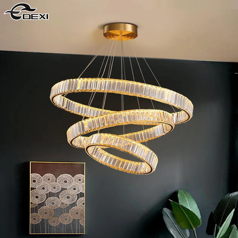 Nordic New Living Room Bedroom Crystal Chandelier Dining Room Office Ceiling Light Cloakroom Lighting Lamp LED Sling Adjustable