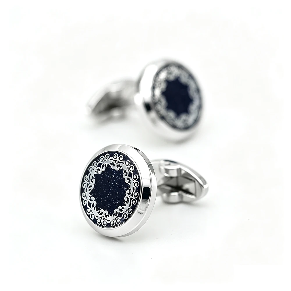 iGame Men's Cufflinks Designer Cuff Links Midnight Blue Star Design Wedding Gift