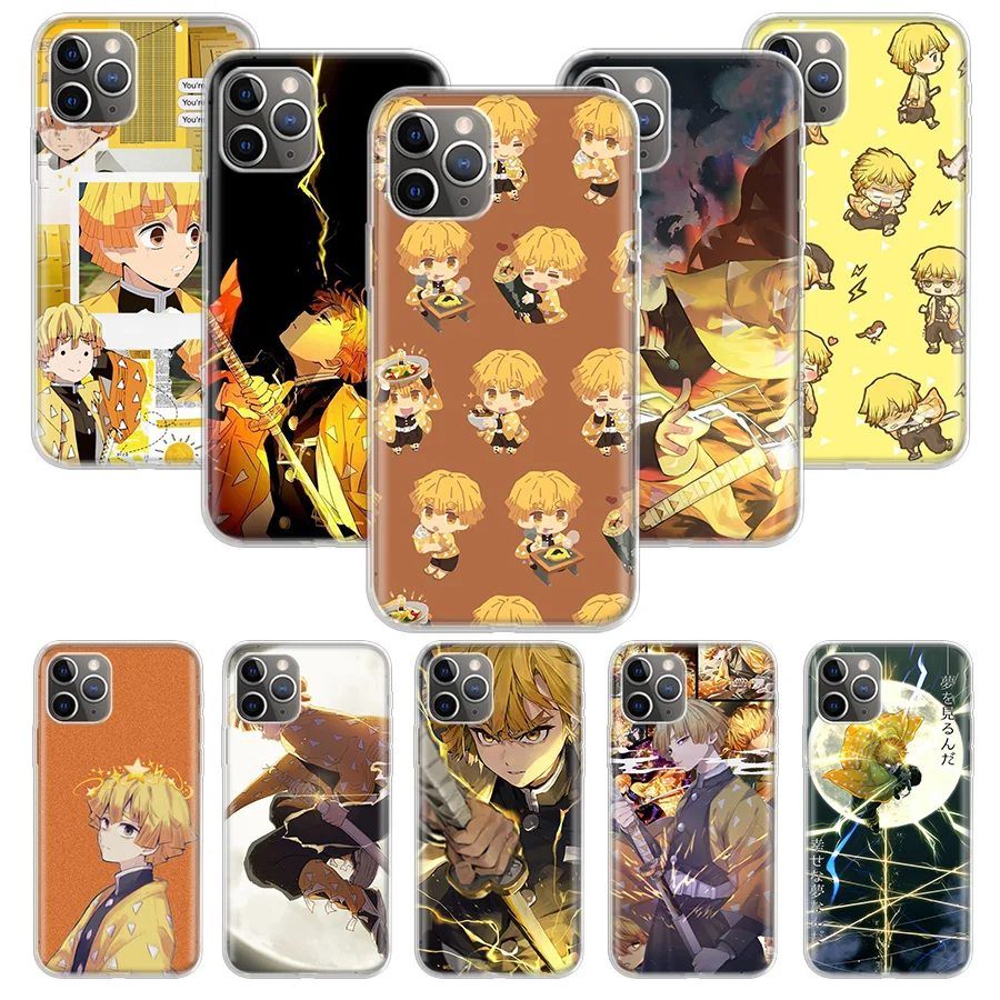 Demon Slayer Agatsuma Zenitsu Phone Case For Apple iPhone 16 15 14 13 12 11 Pro Max XS XR X 7 + 8 Plus SE Soft Shell Cover Coque