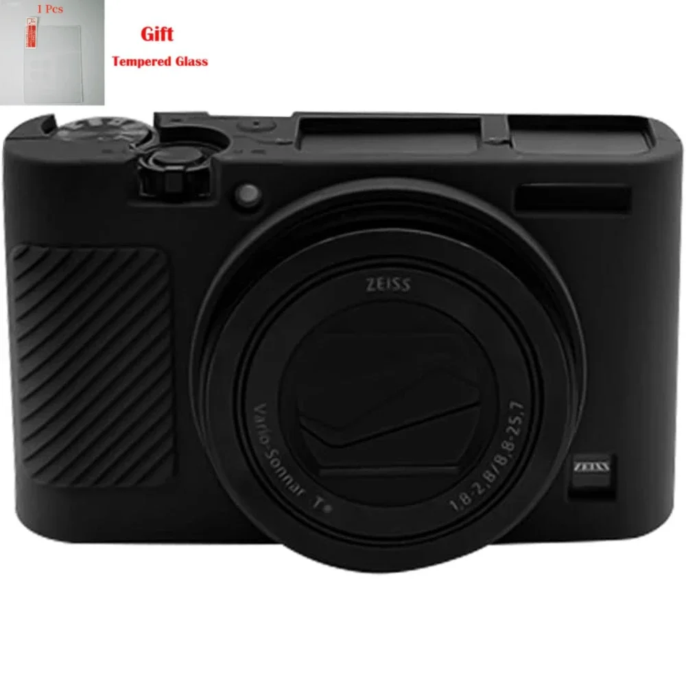 Flexible Rubber Body Skin，Anti-Drop Portable Protective Shell Bag+Free Tempered Film For Sony RX100 III IV V VI VII