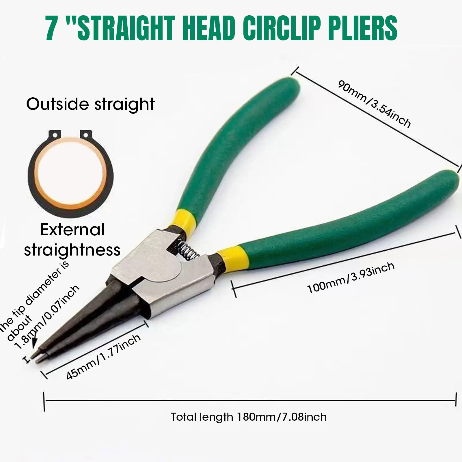 4Pcs Circlip Plier Set 7'' Long Nose Plier Staight Bent Plier Inner Outer Staight Bent Plier Retaining Snap Ring Remover Tool