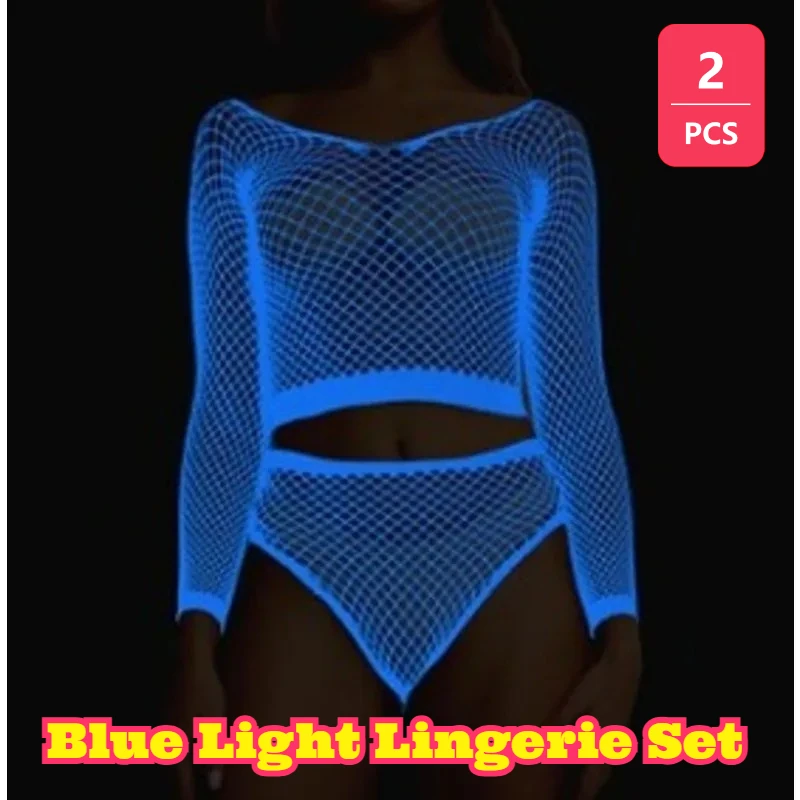 conjunto-de-lingerie-luminosa-azul-com-2-pecas-bodystocking-de-malha-oca-roupa-Intima-sexy-e-tentadora-respiravel-e-estilosa