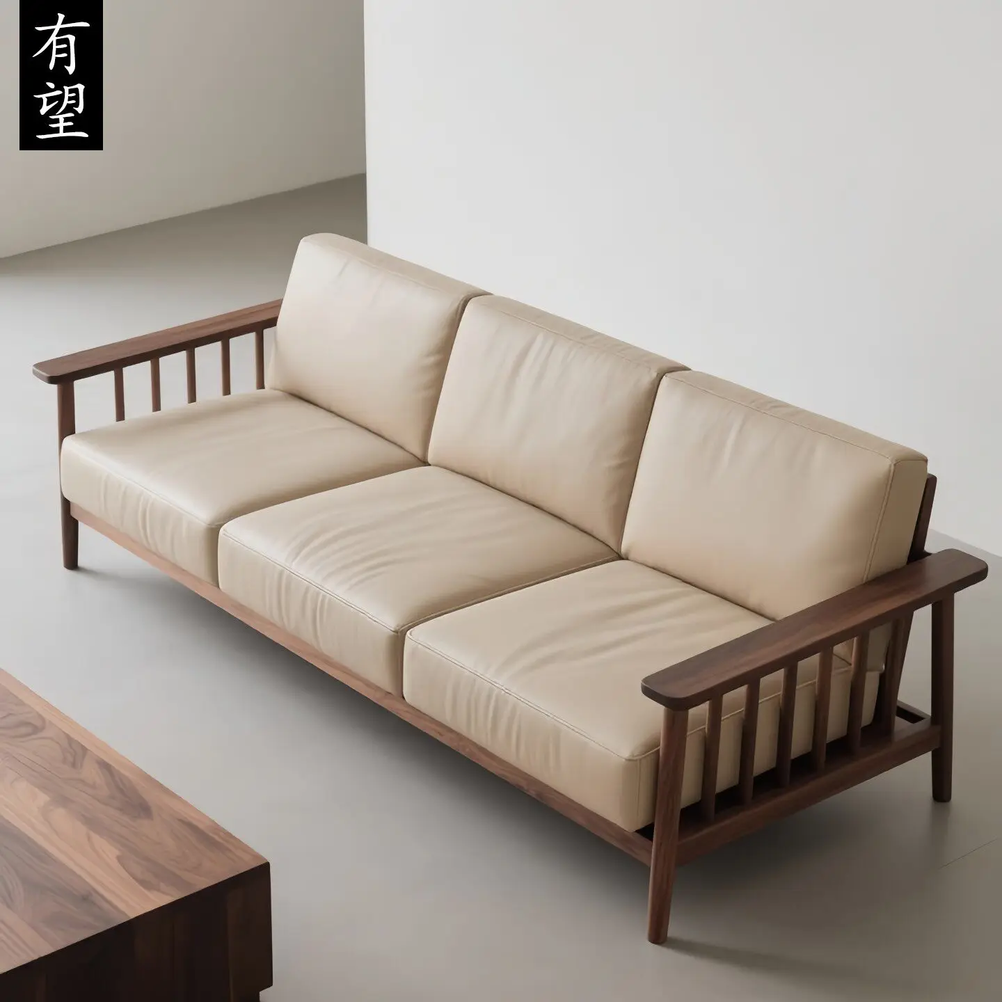 LH1 new Chinese zen solid wood sofa modern simple living room light luxury straight sofa