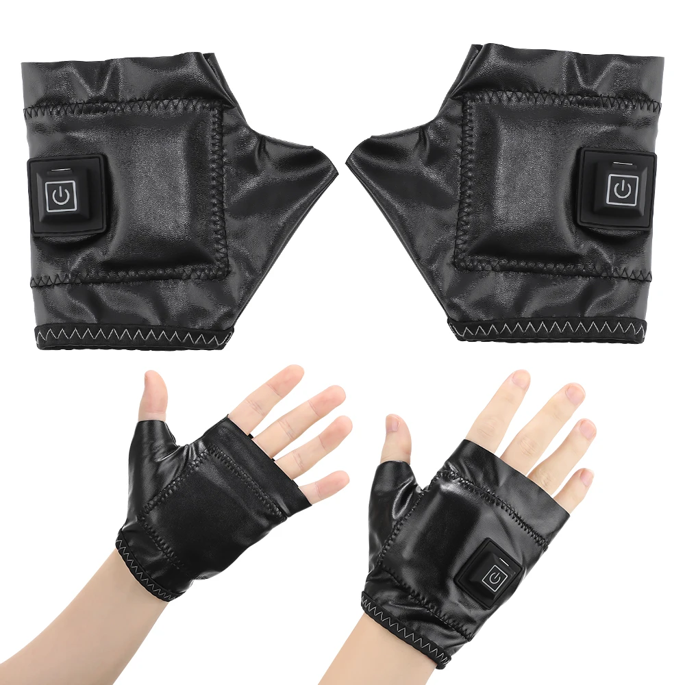 Rechargeable Heating Gloves 360 Degree Thermal Heated Mittens 3 Levels Fingerless Winter Warming Gloves for Gaming Working