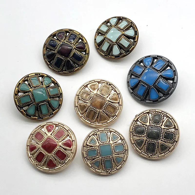 Vintage Buttons Decorative For Crafts Metal Diy Supply 18/23/25mm Round Sewing Accessories Retro Clothing Items 10pcs Wholesale