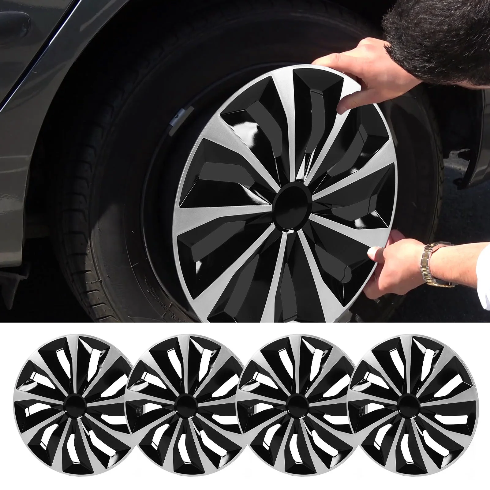 4PCS 17inch Hub Cap Replacement Wheel Cap Automobile Hubcap Full Rim Cover Accessories for Focus Transit Connect Benz