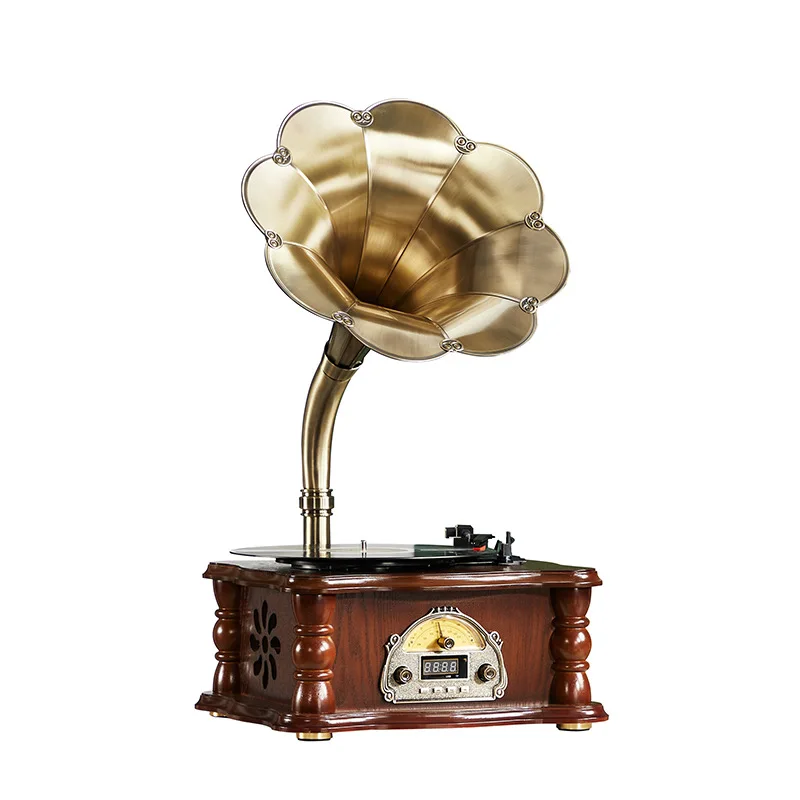 European retro phonograph vinyl record player multi-function record player antique gift living room ornament