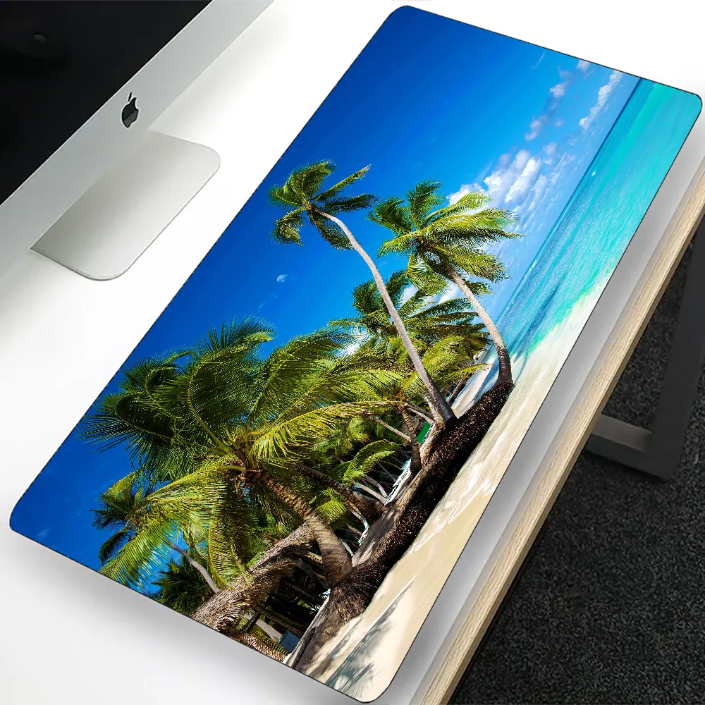 Palm Tree Beach Blue Sky Cloud Large Gaming Mouse Pad Computer Mousepad PC Gamer Laptop Mouse Mat Office Keyboard Mat Desk Pad