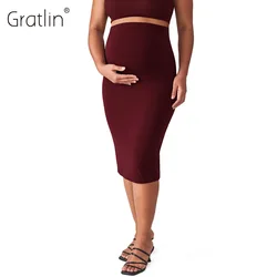 Women' s Natrelax™  Maternity Skirt High Waist Maternity Midi Skirt with Slit Stretchy Pregnancy Casual Pencil Skirt