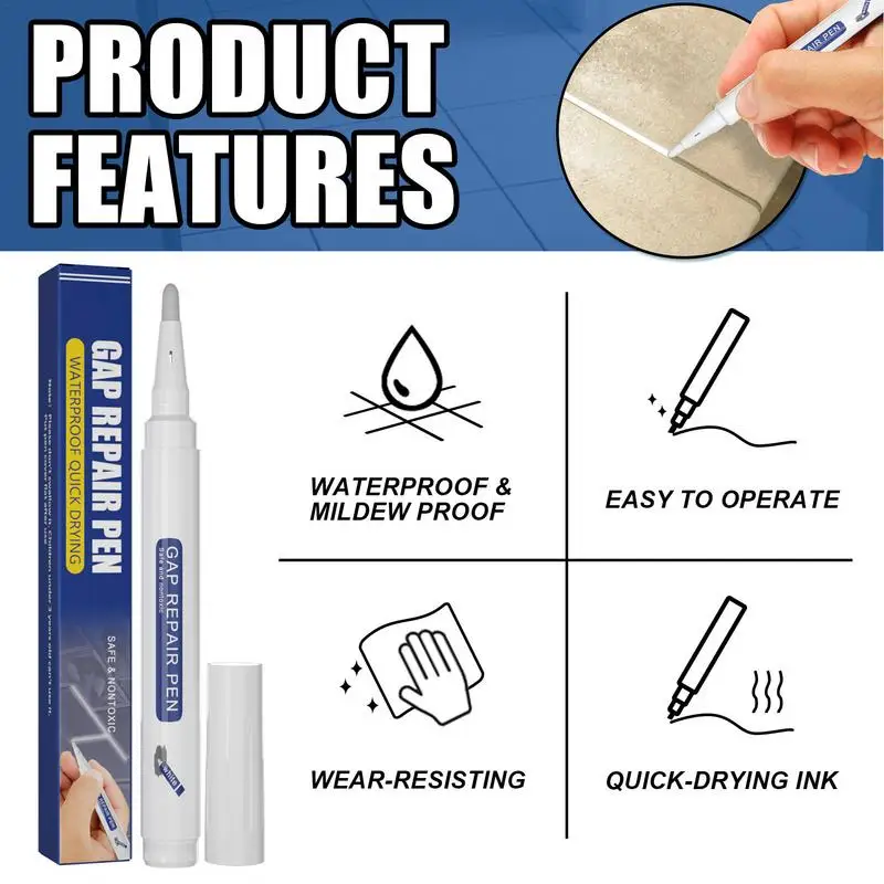 1Pc Witte Waterdichte Tegel Marker Grout Pen Wandnaad Pen Voor Tegels Vloer Badkamer Decontaminatie Naad Reparatie Tools