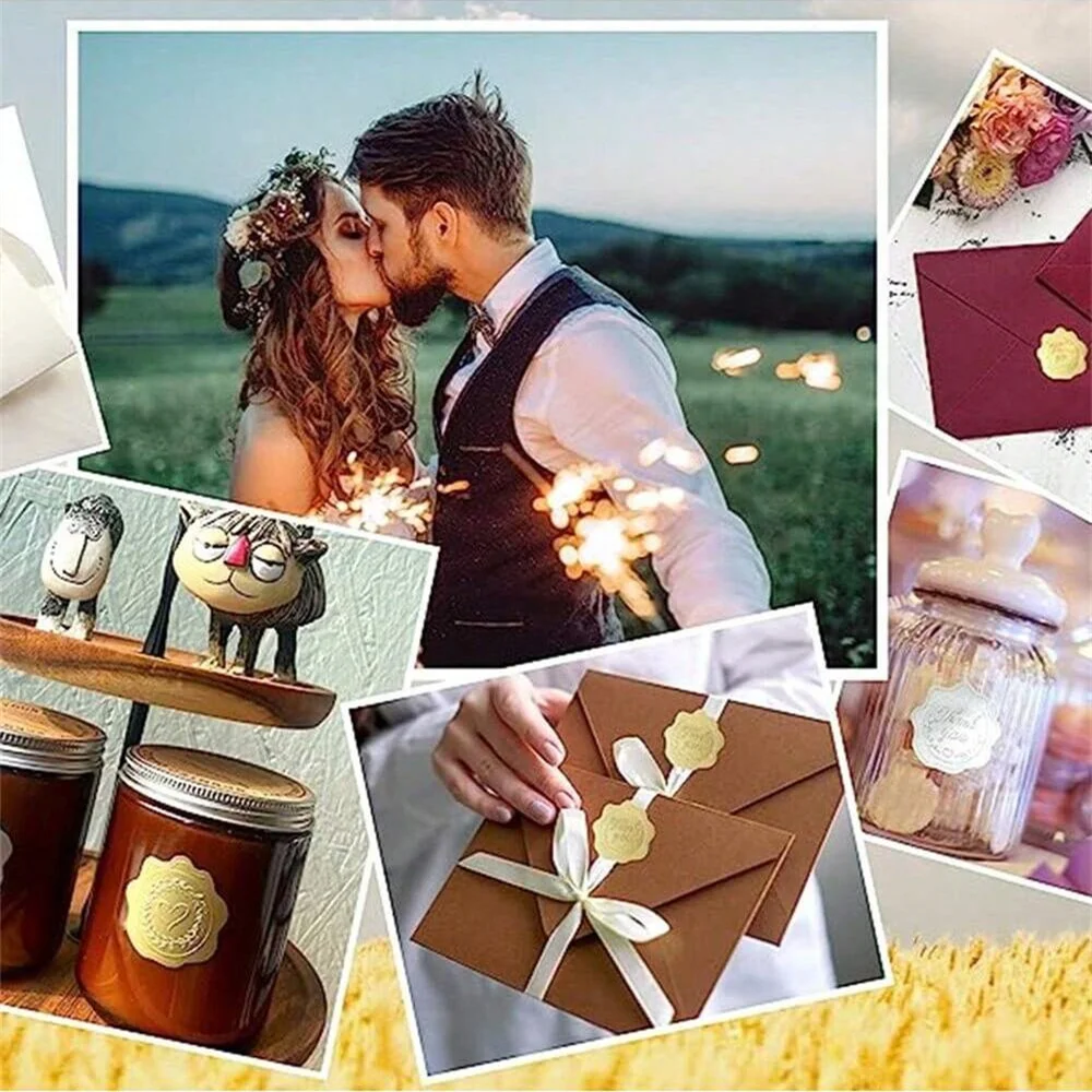 100 Stück goldgeprägte Wachssiegel-Umschlagstäbchen, Ersatz für Wachssiegel, für Grußkarten, Geschenkdekoration – Detail 14