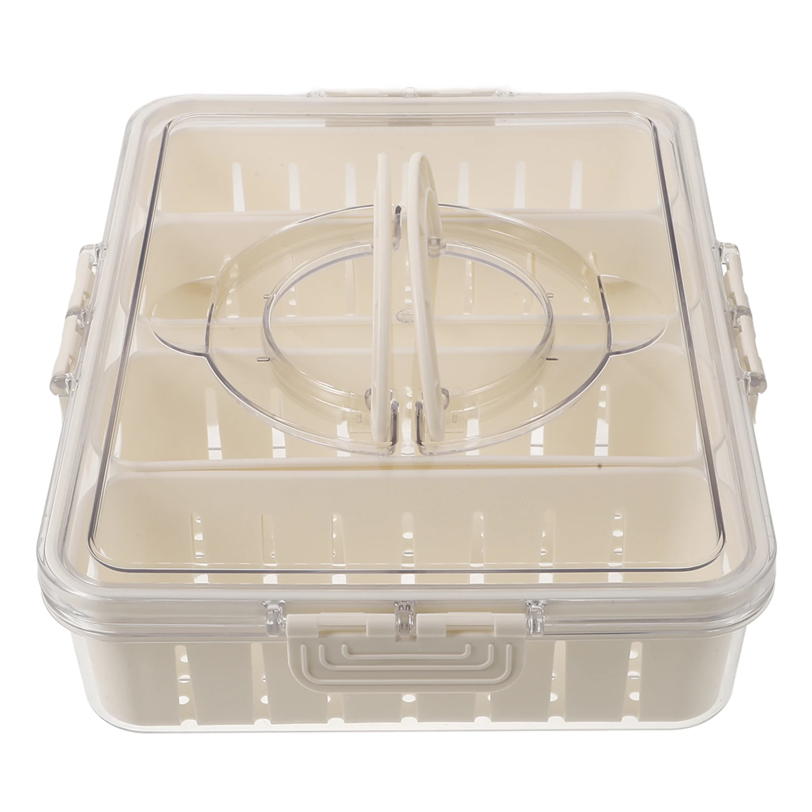 

Airtight Food Storage Box Handle Pet Material Freshness Keeper Fridge Travel Compartments Vegetable Fruit Container Household