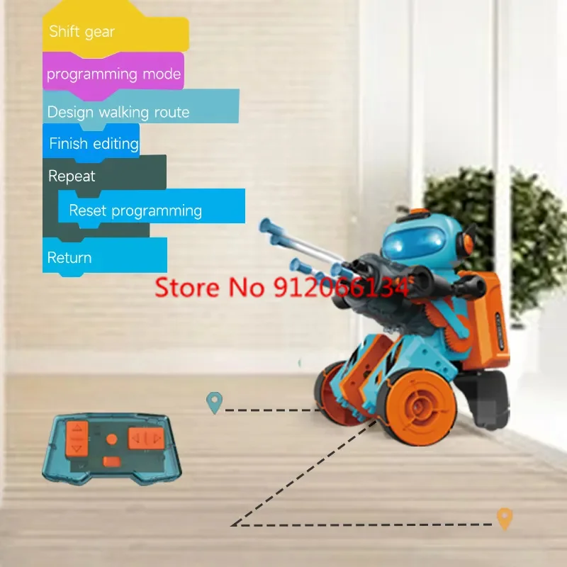 Robô a vapor de controle remoto para pai-filho, iInteraction Fire Bullet, estilo 3 em 1, programação inteligente, 48 instruções, RC Collage