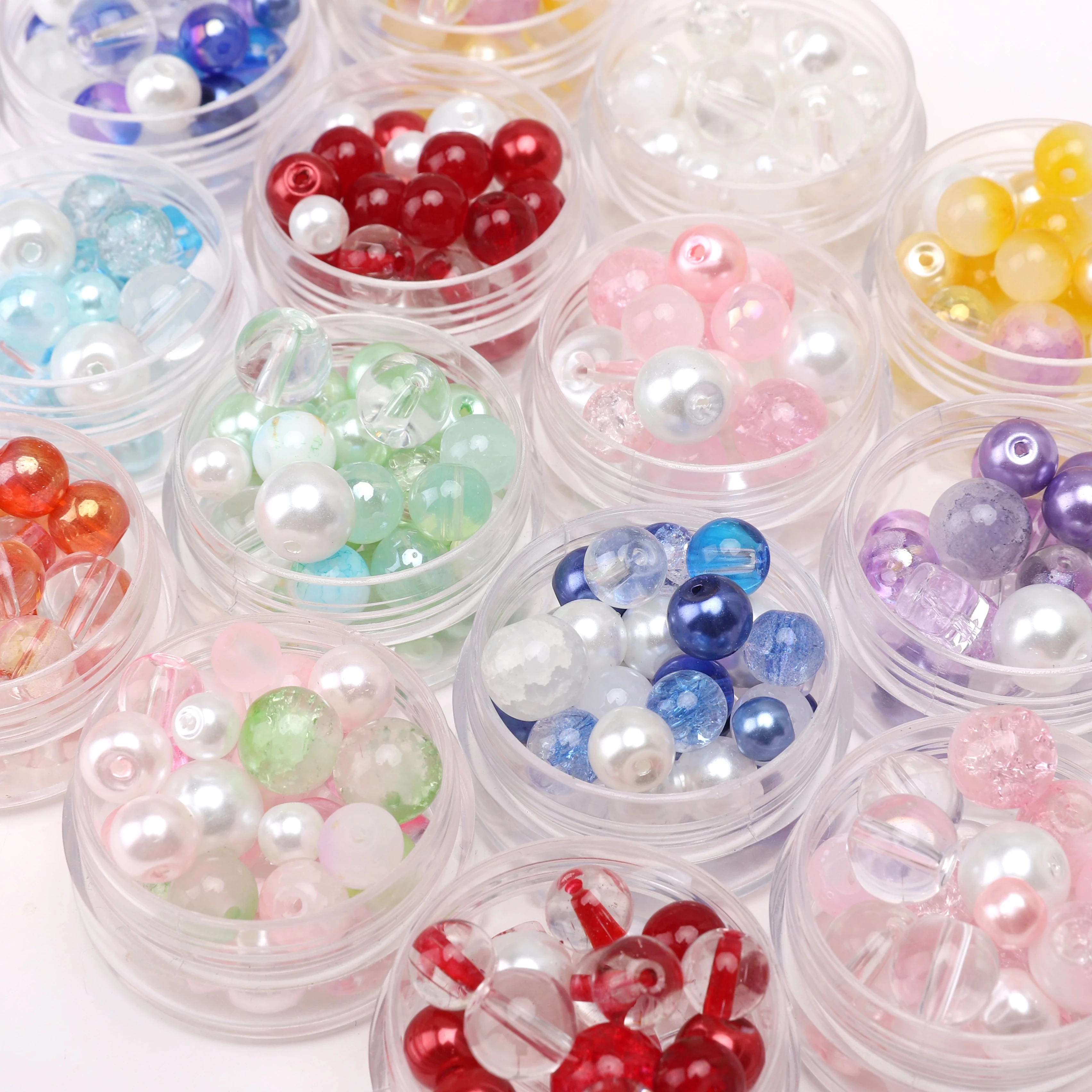 100g 2-10mm Bunte Gemischte Größen Runde Glasperlen Verschiedene Stile Perlen für DIY Armband Halskette Ohrringe Schmuckherstellung Materialien