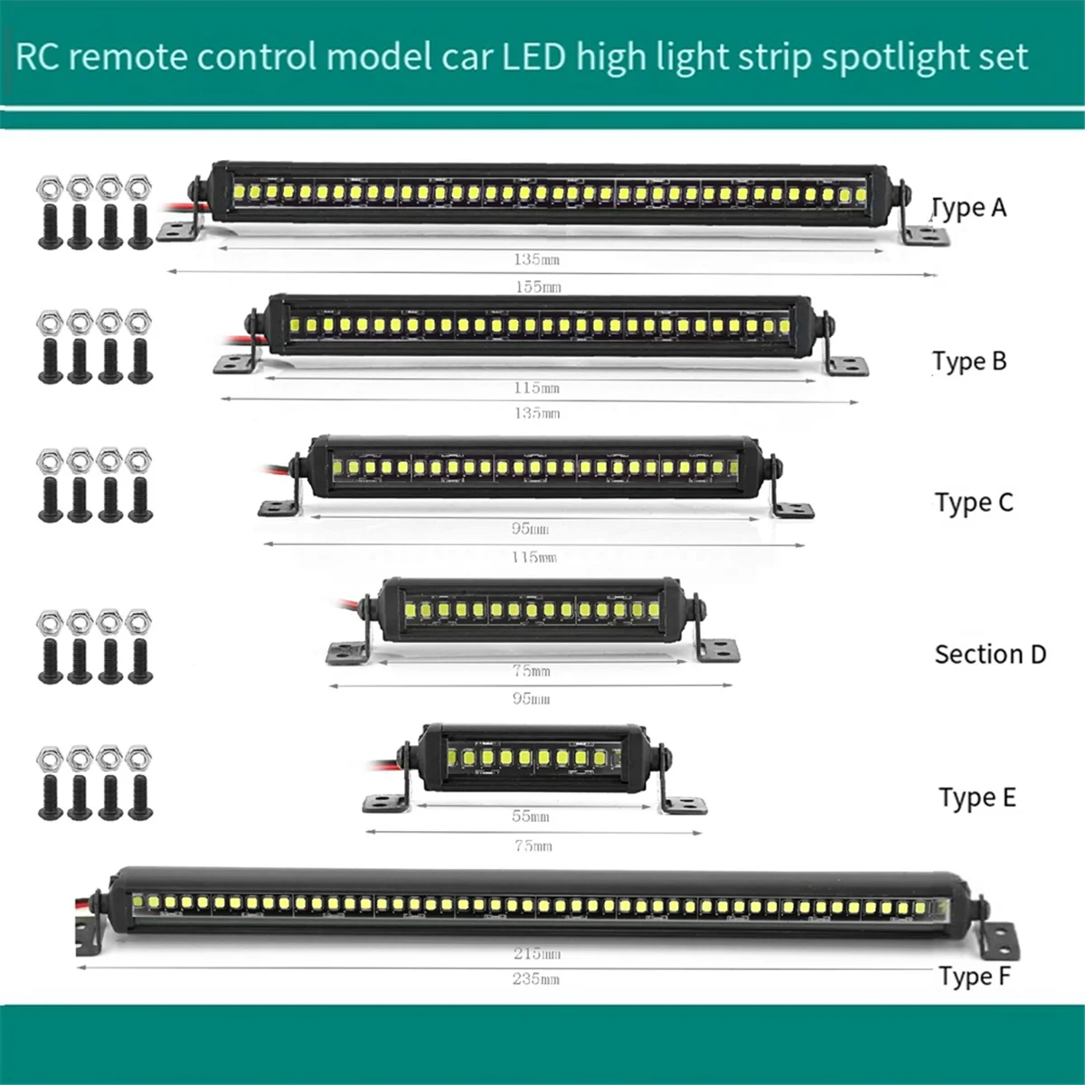 Lampa dachowa samochodu RC 24 36 LED Light Bar do 1/10 RC Crawler Axial SCX10 90046/47 SCX24 Wrangler D90 TRX4 Body, C