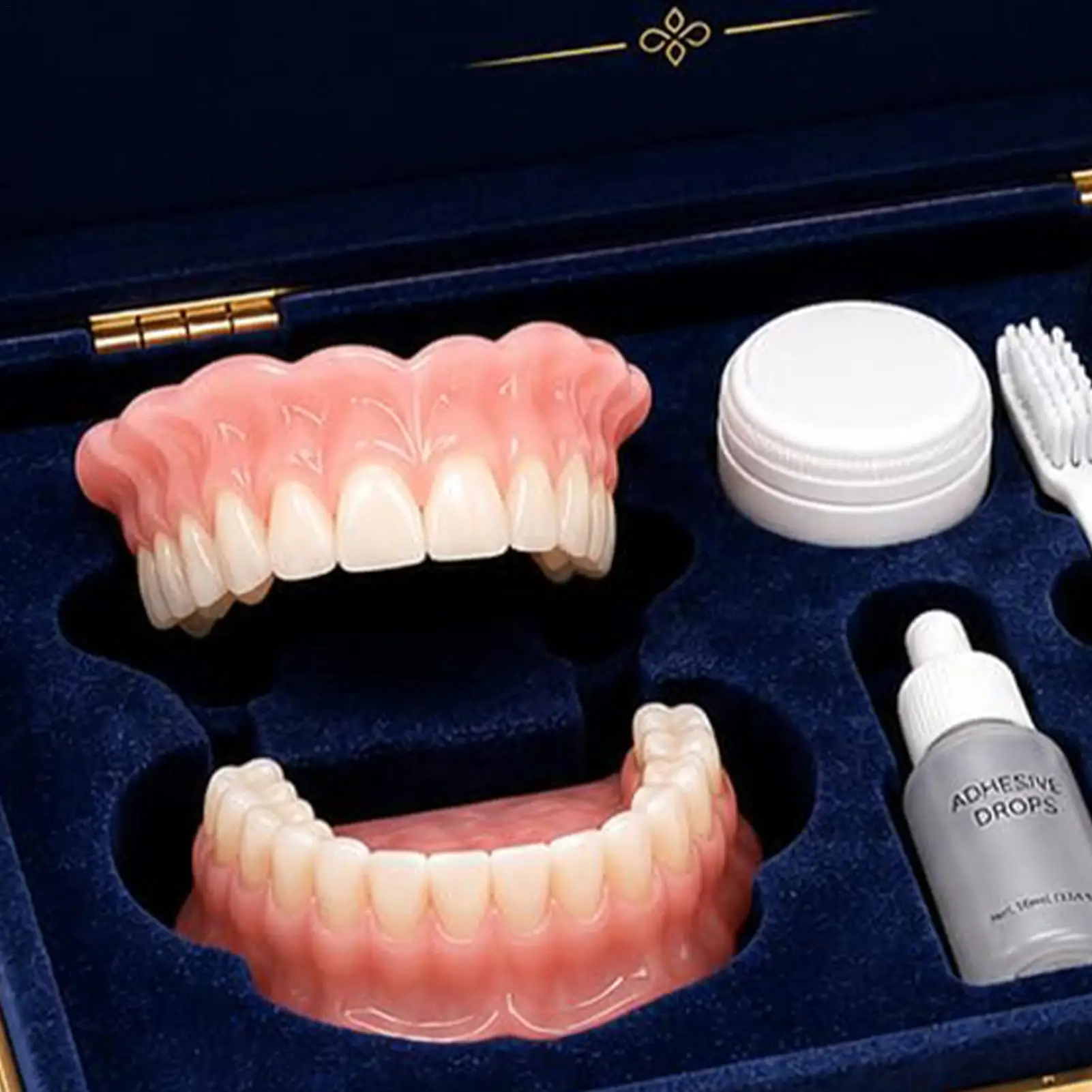 Fake Dentures Upper Lower Removable Teeth Replacement Set False Teeth for Home Travel Work School Social Gathering Party
