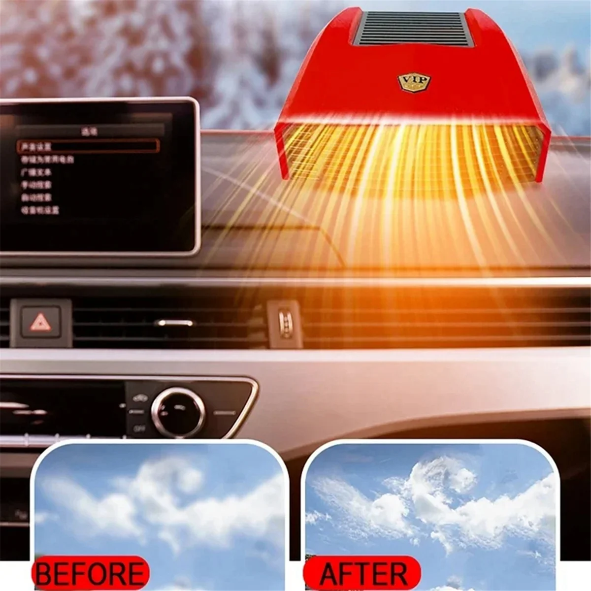 HHTL Car Heater Snow Demister Cold Defrosting Warm Wind Rotation Heating Fan for 18V Battery Car Mounted Warmer