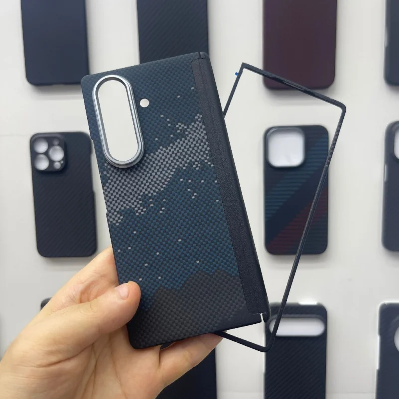 ​ Para Samsung Galaxy Z Fold 7 Funda con bisagras magnéticas - Fibra de aramida ultrafina de fibra de carbono