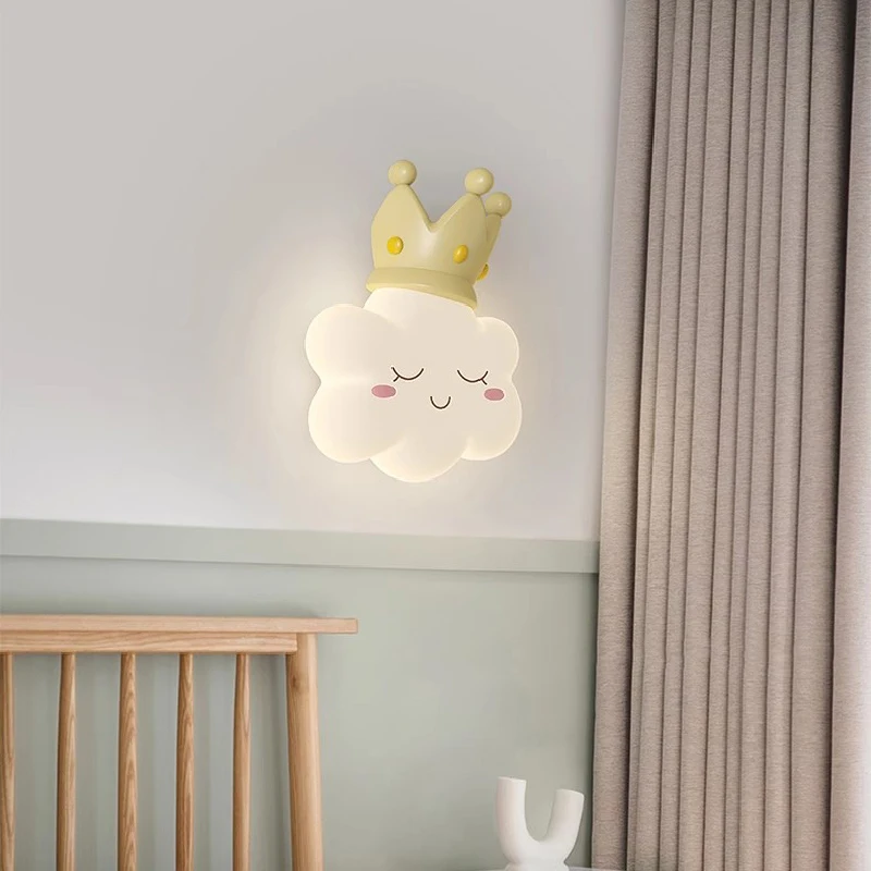 Cute Children\'s Room Wall Lamps With Pink Bow Cloud Lamp Modern Romantic Princess room Nursery Girl Bedroom Bedside Wall Lights