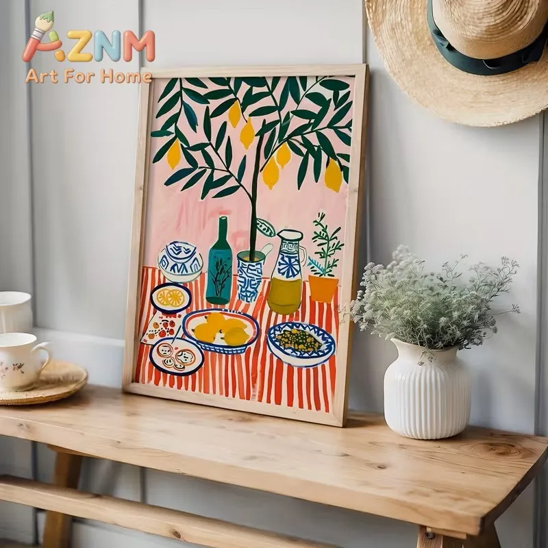 Retro-style Colored Food and Beverage Canvas Art Printing Modern Kitchen Living Room and Home Office Wall Home Decoration Prints