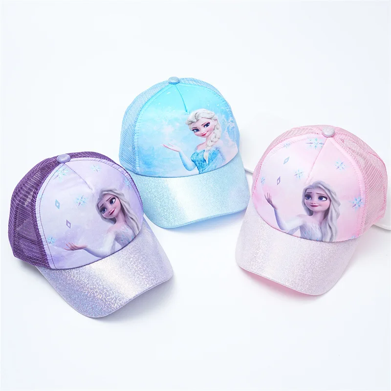 

Disney Elsa cartoon hat ice baseball cap summer sun hat mesh cap 2-8 years old children breathable duck tongue hat