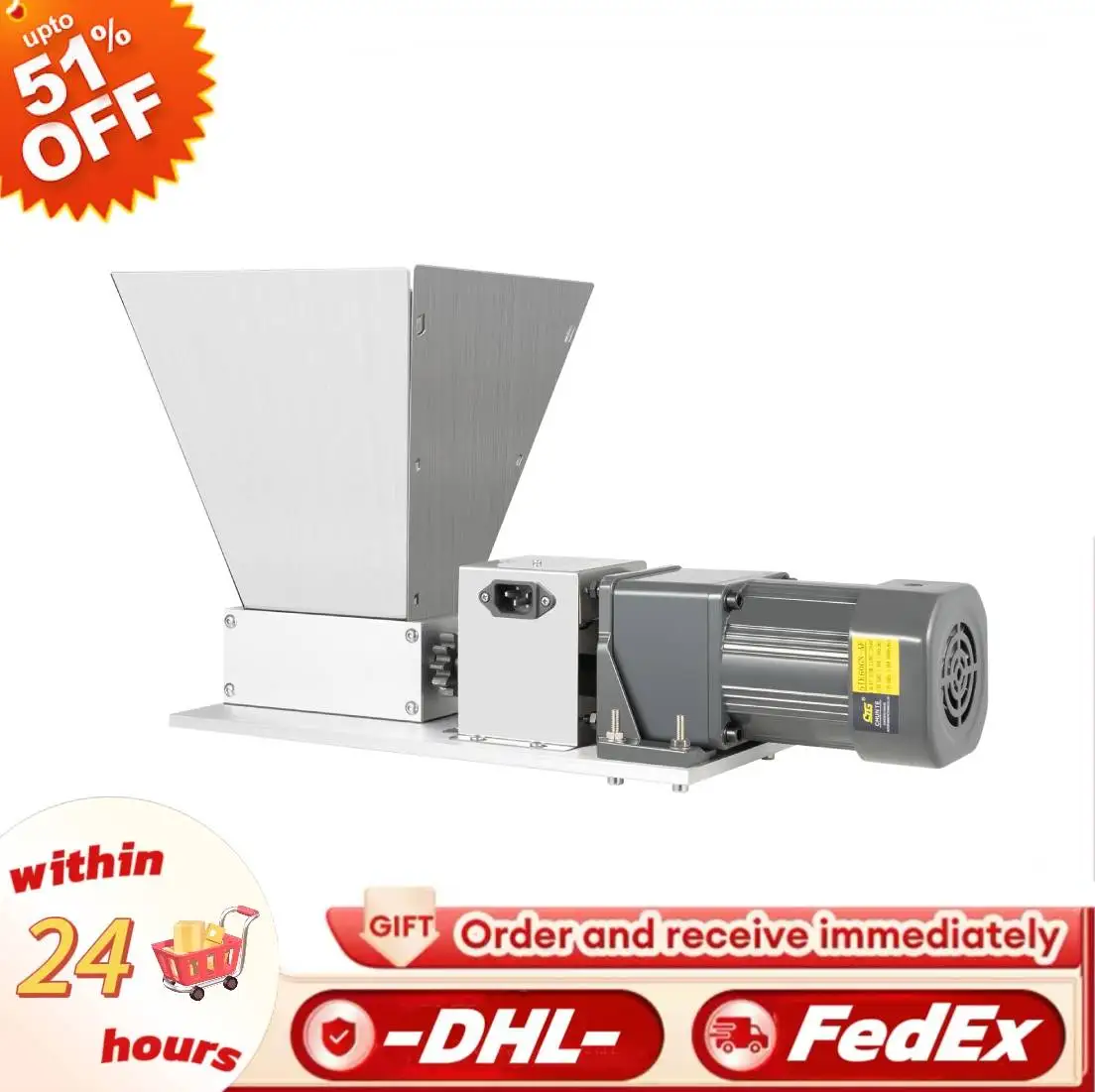 

220V Fifth Generation Electric Roller Stainless Steel Coarse Grain Grinder Pure Copper Motor 75rpm 60W Electric Grain Grinder