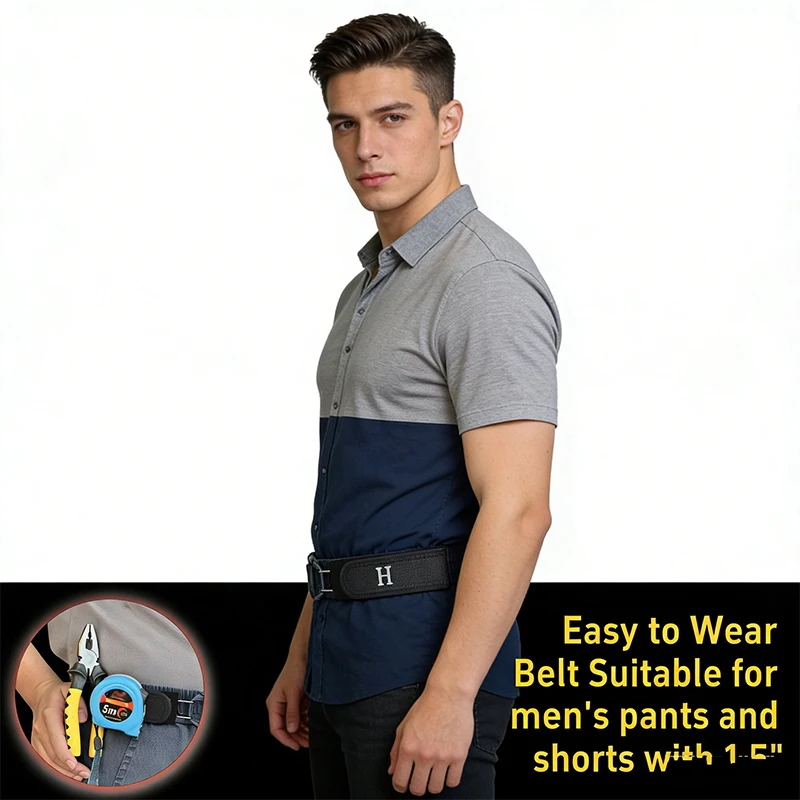 Unsichtbarer Gürtelverschluss ohne Schnalle für Männer und Frauen, Outdoor-Arbeit, EDC, Unisex, elastischer Gürtel ohne Schnalle, verstellbarer Metallhaken – Detail 11