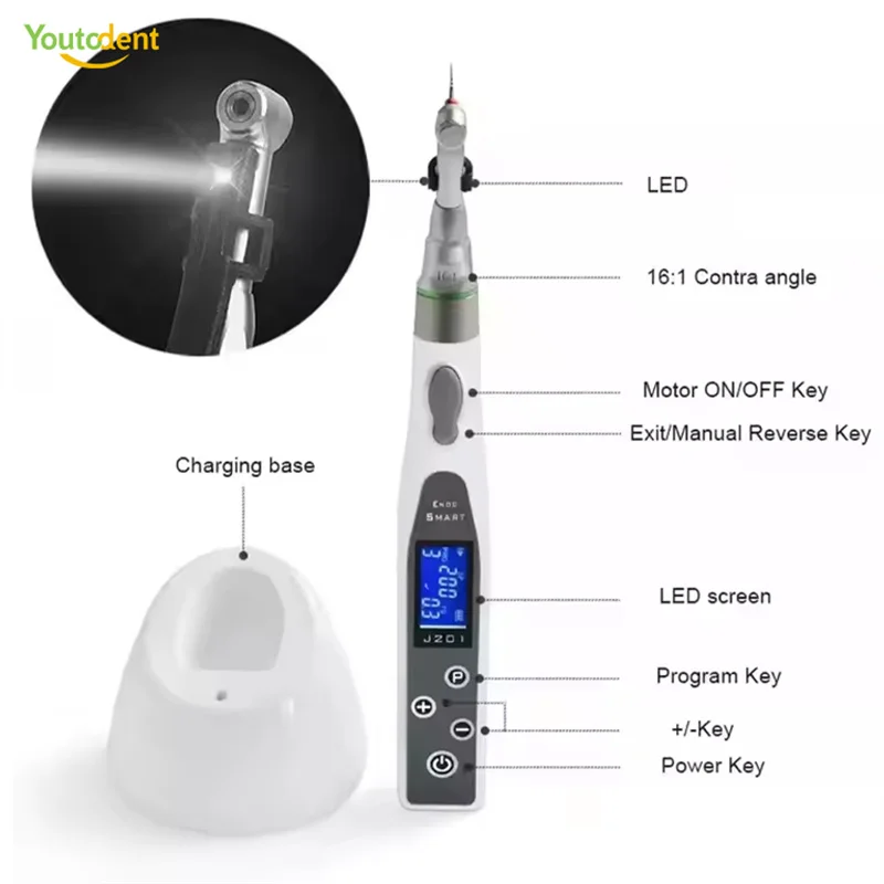 2 in 1 Dental Endodontic Wireless Endo Motor Handpiece Combined with Apex Locator Touch Screen Root Canal Measuring Instrument