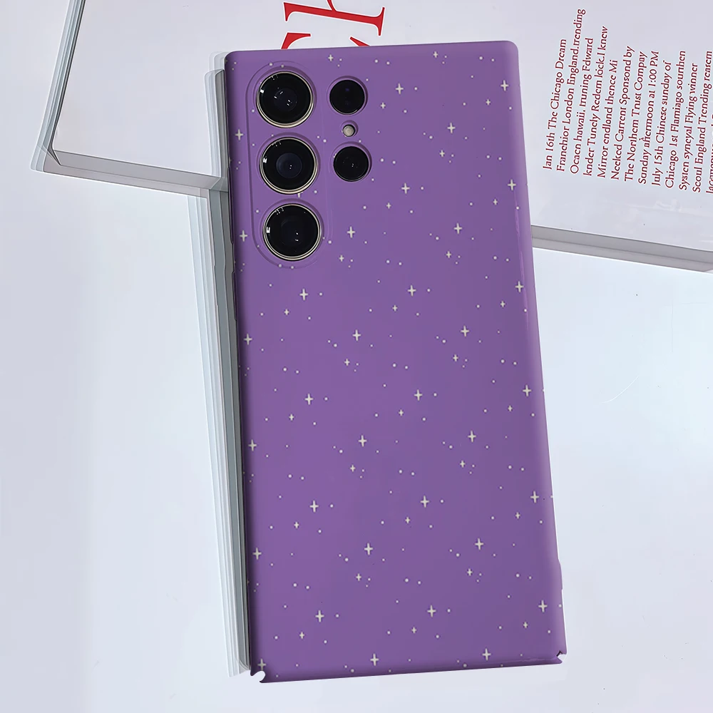 Lavender Starry Sparkle Phone Case for Samsung Galaxy S26 S25 Ultra S24 S23 Ultra Plus Glossy Double-layer Back Cover