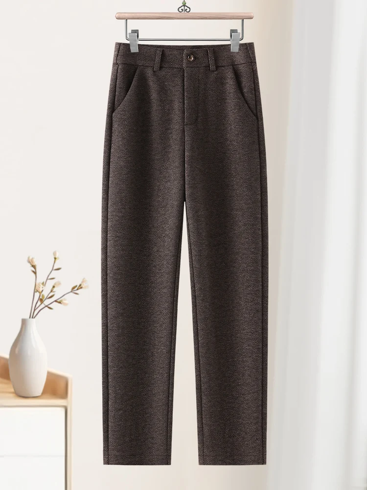 

Women's High Waist Woolen Trousers Straight Leg Suit Pants Casual Autumn Winter Fashion Korean Style Commute Windbreaker