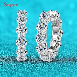 Smyoue 6.6/7.2cttw 4mm Sparkling Full Moissanite Hoop Earrings for Women Flawless Lab Diamond Sterling Silver 925 Jewelry