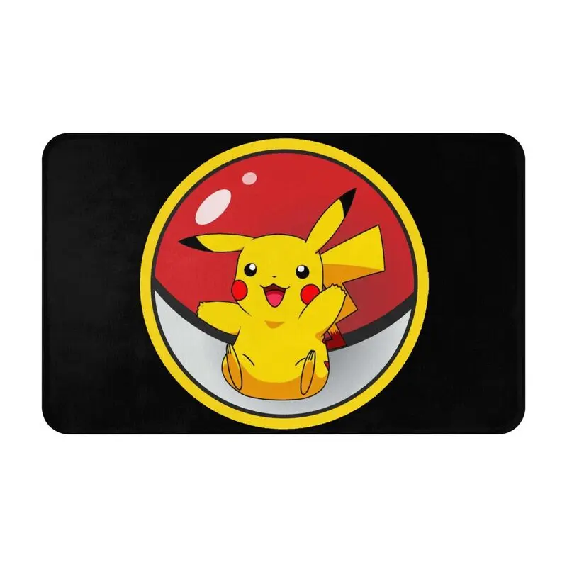 Custom Cartoon Animation Pokemon Pikachu Front Door Floor Entrance Mat Indoor Kitchen Bath Doormat Garden Carpet Rug