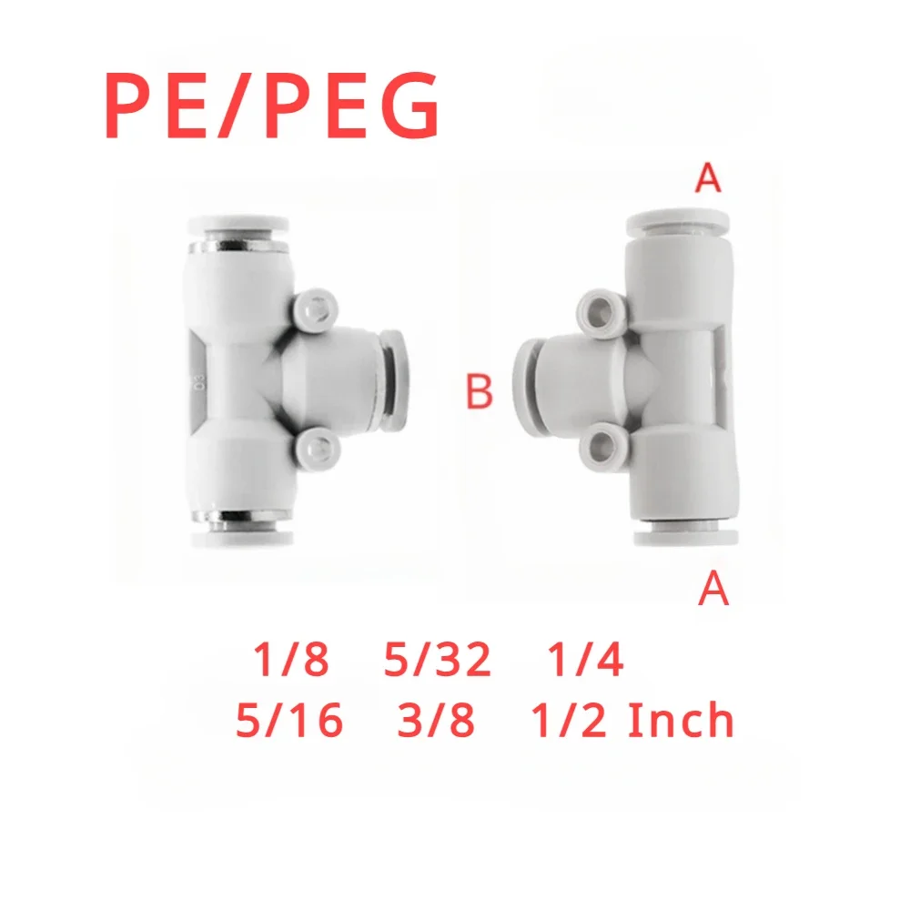 

10 PCS PE PEG 1/8" 5/32" 1/4" 5/16" 3/8" 1/2" Inch OD Tube Equal Reducer Pneumatic Quick Release Push To Connect Air Fitting