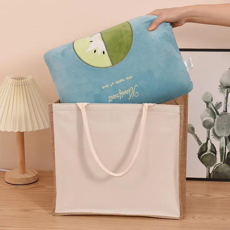 

Upgraded zipper linen bag; macaron minimalist fashion travel handbag.