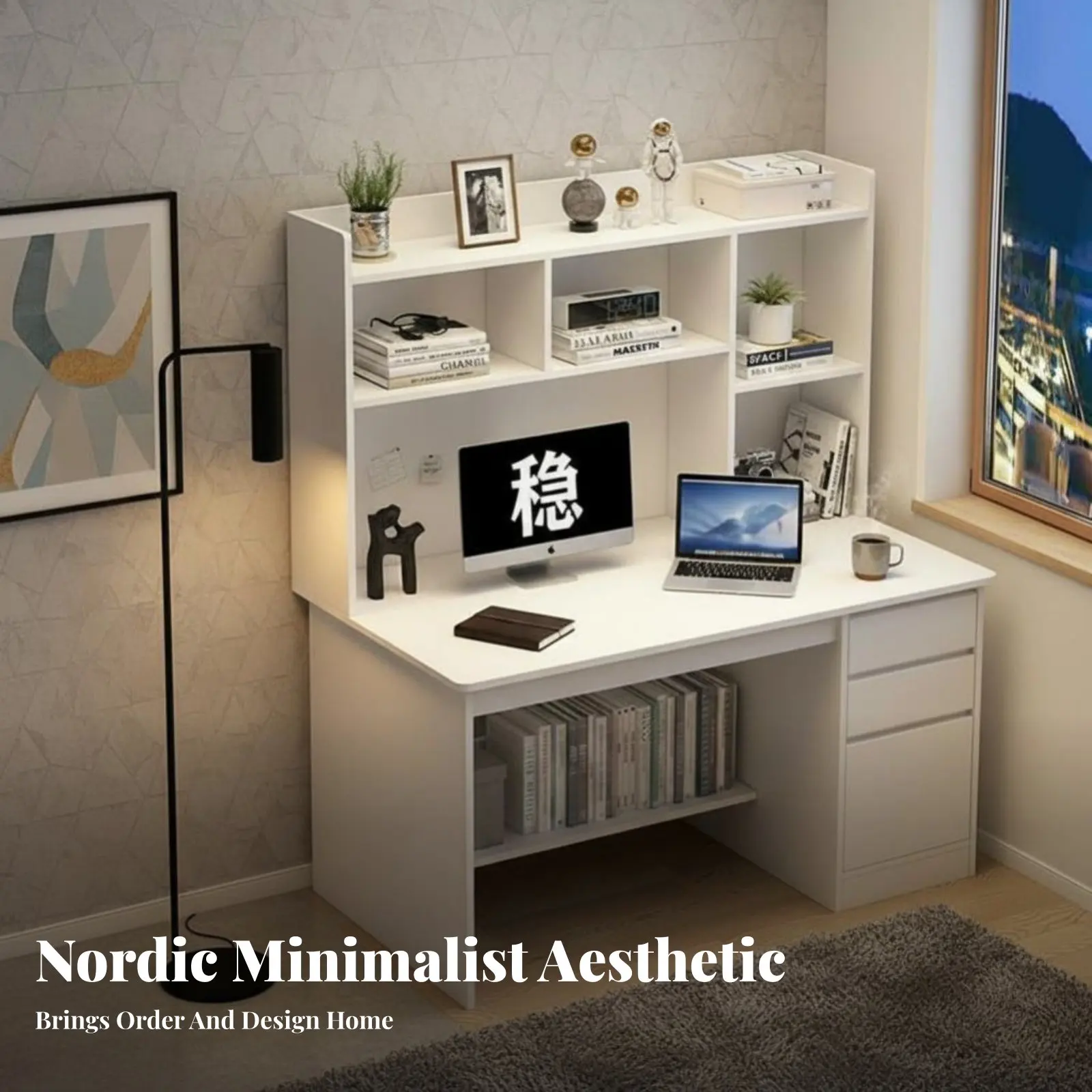 bureau-d'etude-avec-hutch-design-minimaliste-poste-de-travail-avec-hutch-et-tiroirs-gain-de-place