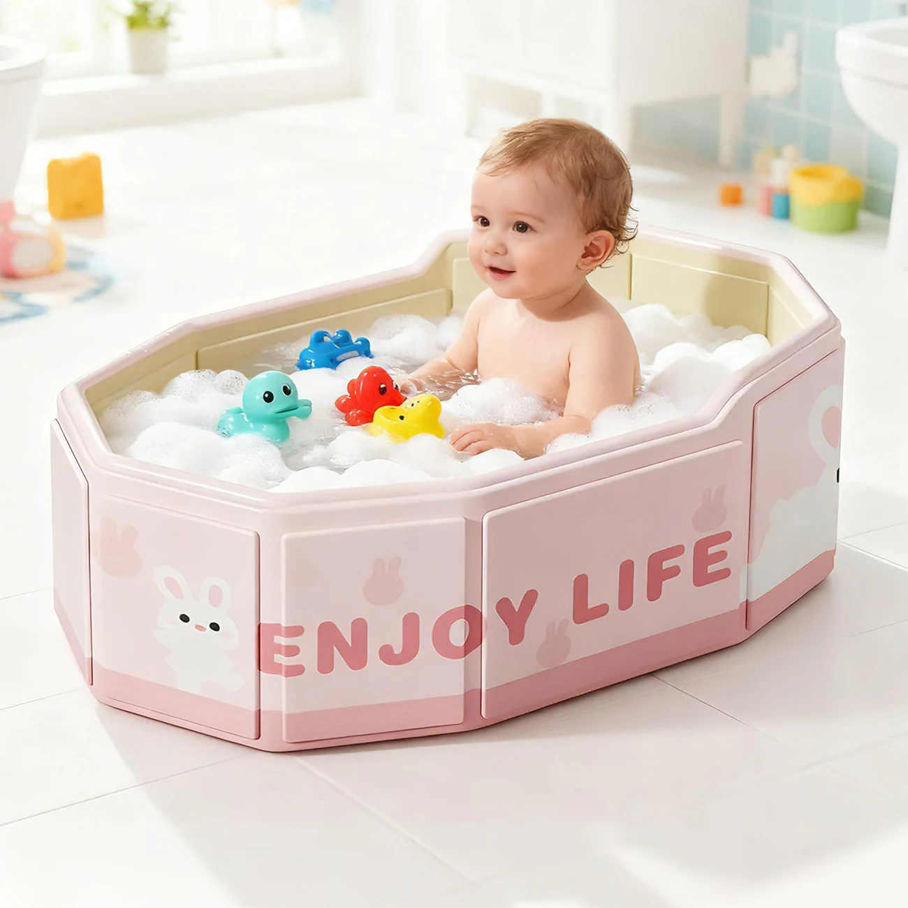 

1PC Portable Collapsible Baby Bathtub - Foldable SpaceSaver for Newborns to Toddlers Home Travel Easy to Store