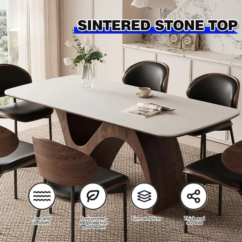 

#Modern Dining Table With Solid Wood Top And Sculptural Walnut Base Artistic