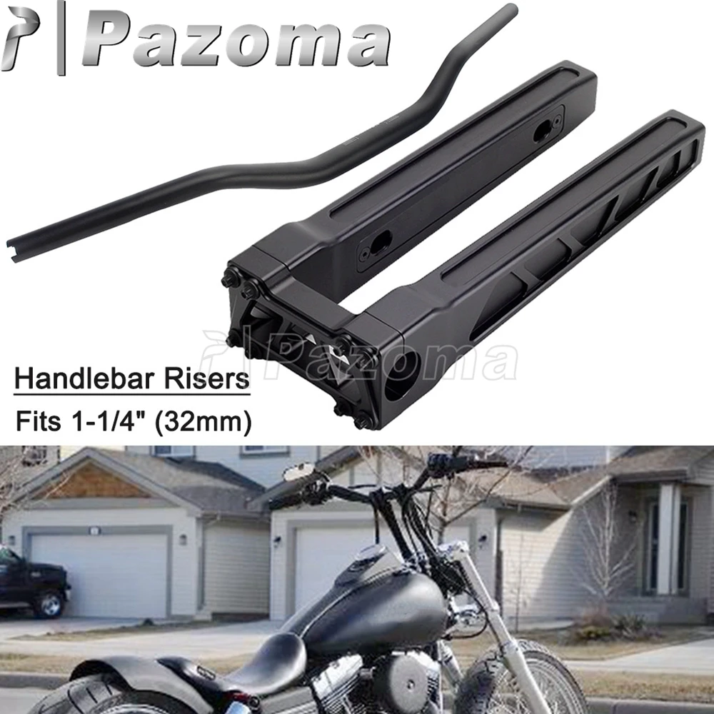 

PAZOMA Handlebar Risers 32mm For Harley Dyna Softail Sportster Touring Motorcycle 4"-14" Upright T Bar Riser & 1-1/4" Handle Bar