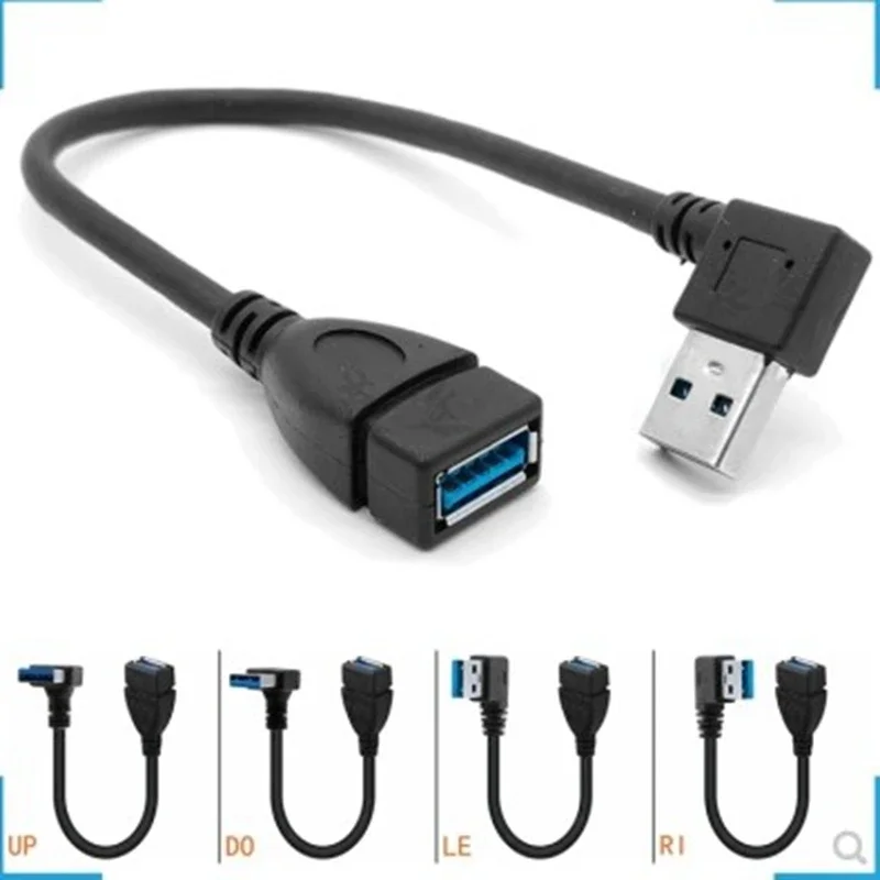 

USB 3,0 A адаптер «Папа-мама» кабель с углом 90 градусов, Удлинитель USB 2,0, быстрая передача, левая/правая/вертикальная/Нижняя 20 см