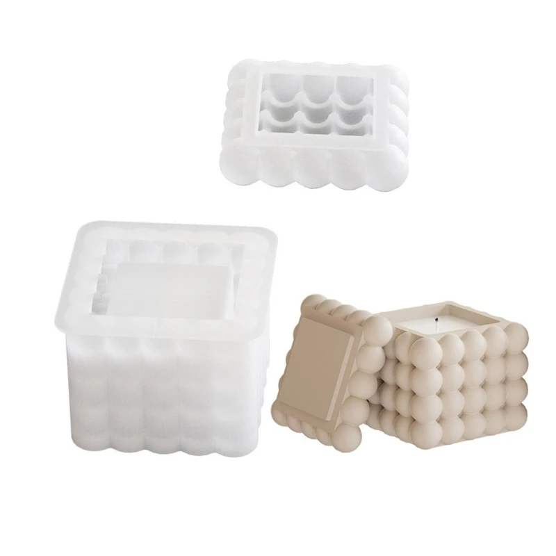 Stampo per barattolo stoccaggio in silicone a cubo per casa artigianale in cemento, cemento gesso