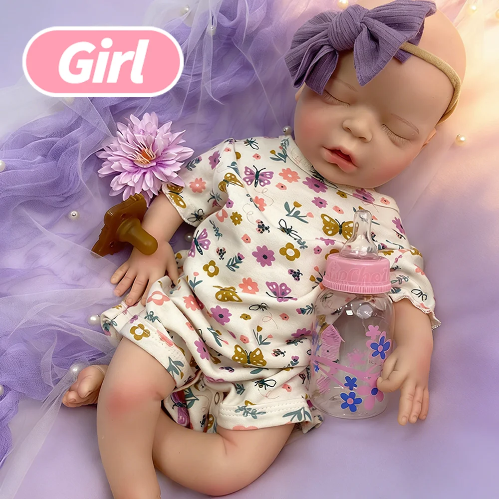 

18" Close Eyes Sleeping Silicone Reborn Baby Doll Hand-Painted Reborn Girl Soft Realistic Newborn Cute Valentine Gift For Her