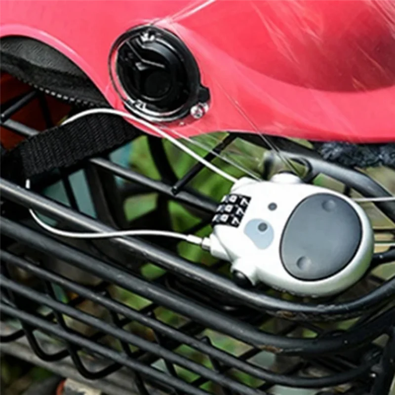 

ABUE-Telescopic Coded Lock Cartoon Cow Lock With Retractable Steel Cable Steel Cable Password Lock Accessory