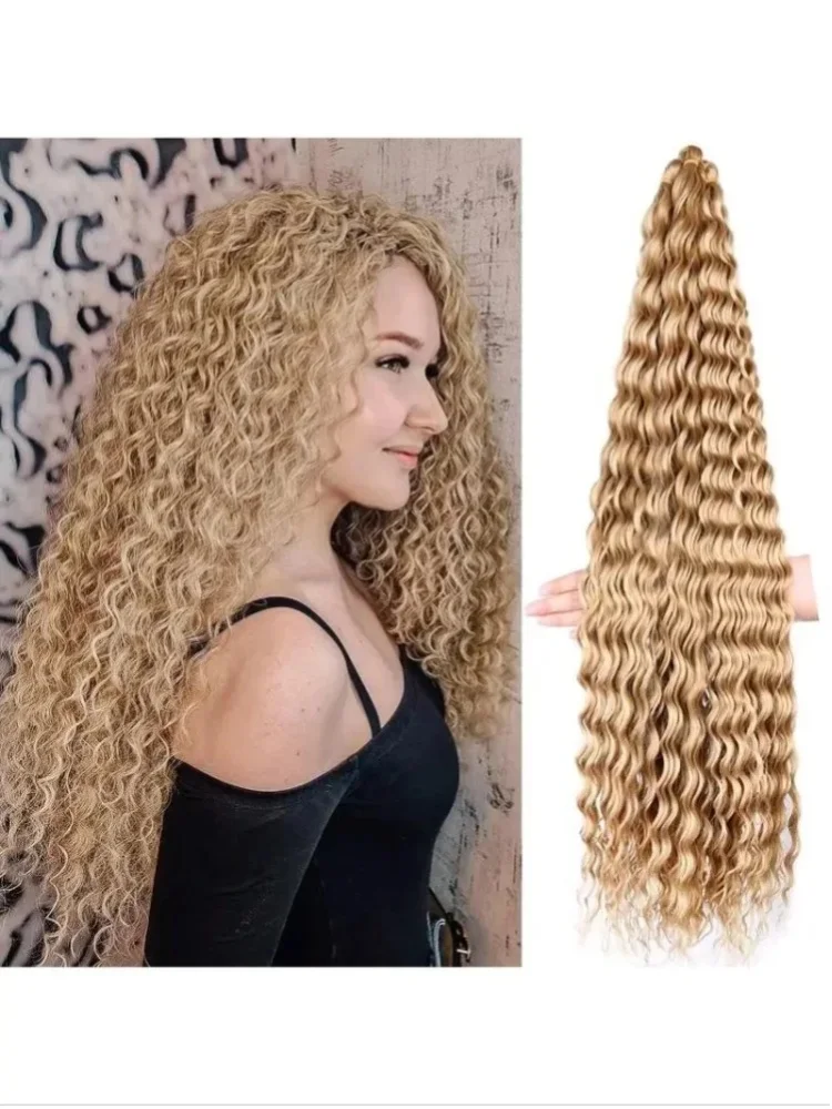 2026 30 Zoll Synthetische Lange Tiefwellen-Twist-Häkelhaare Afro Lockige Häkelzöpfe Ombre Flechthaarverlängerung für Frauen