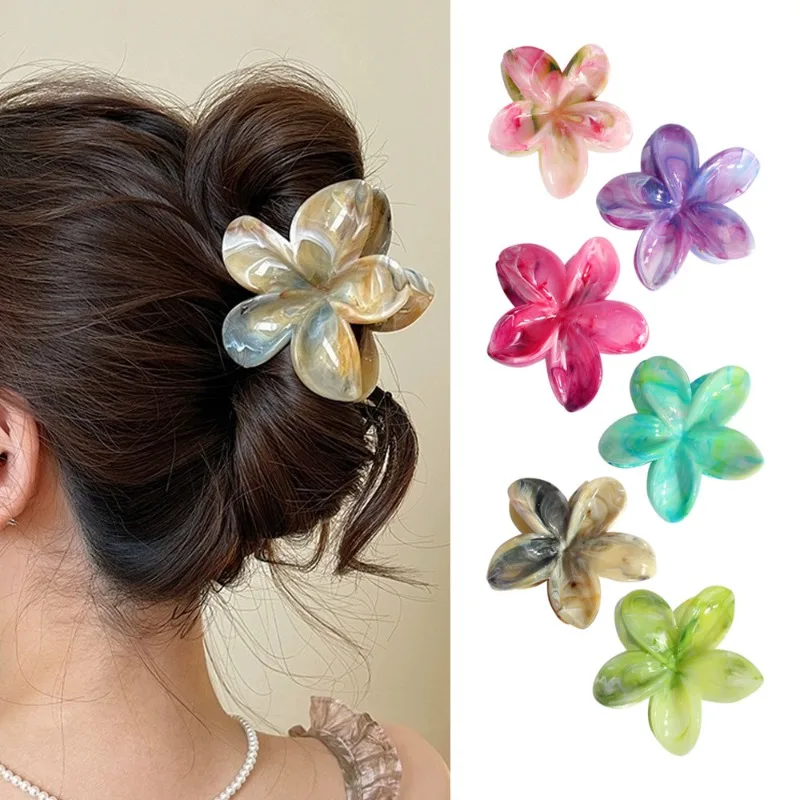 

1pcs Floral Hair Claw For Women Adorable Glossy Design Trendy Elegant Accessory Stylish Chic Headwear Girls Casual Updo Outfits