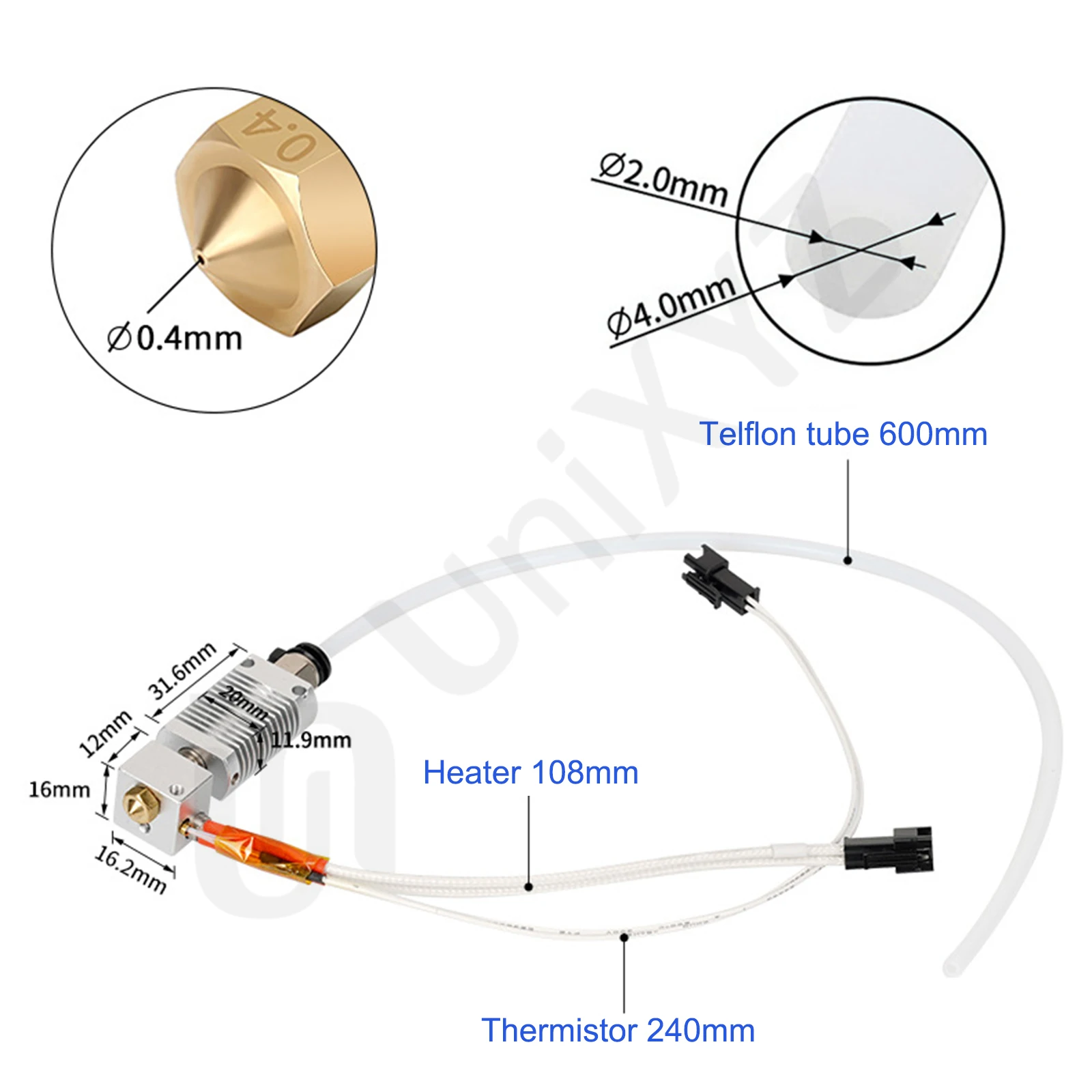 Verbesserter Hotend-Heizblock für Anycubic I3 Mega S Mega Zero 2.0 Kobra Chiron Vyper 12V 24V Heizung J-Kopf Heat Break Hot End – Detail 36