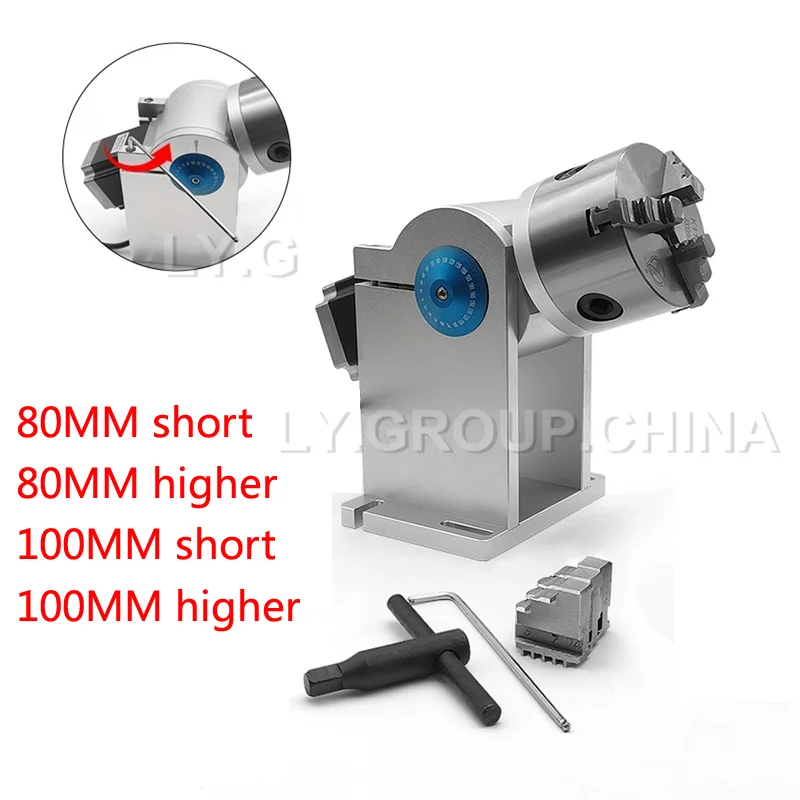 

Professional LY D80 D100 3 Claws Rotary Axis Diameter 80mm 100mm Max For Fiber Laser Carving Engraving Marking Machine Use Short